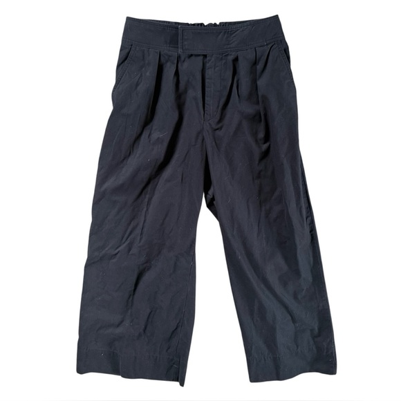 Anthropologie Pleated Poplin Wide Leg Trouser Pants Sz 4 100% Cotton Black - Picture 2 of 5